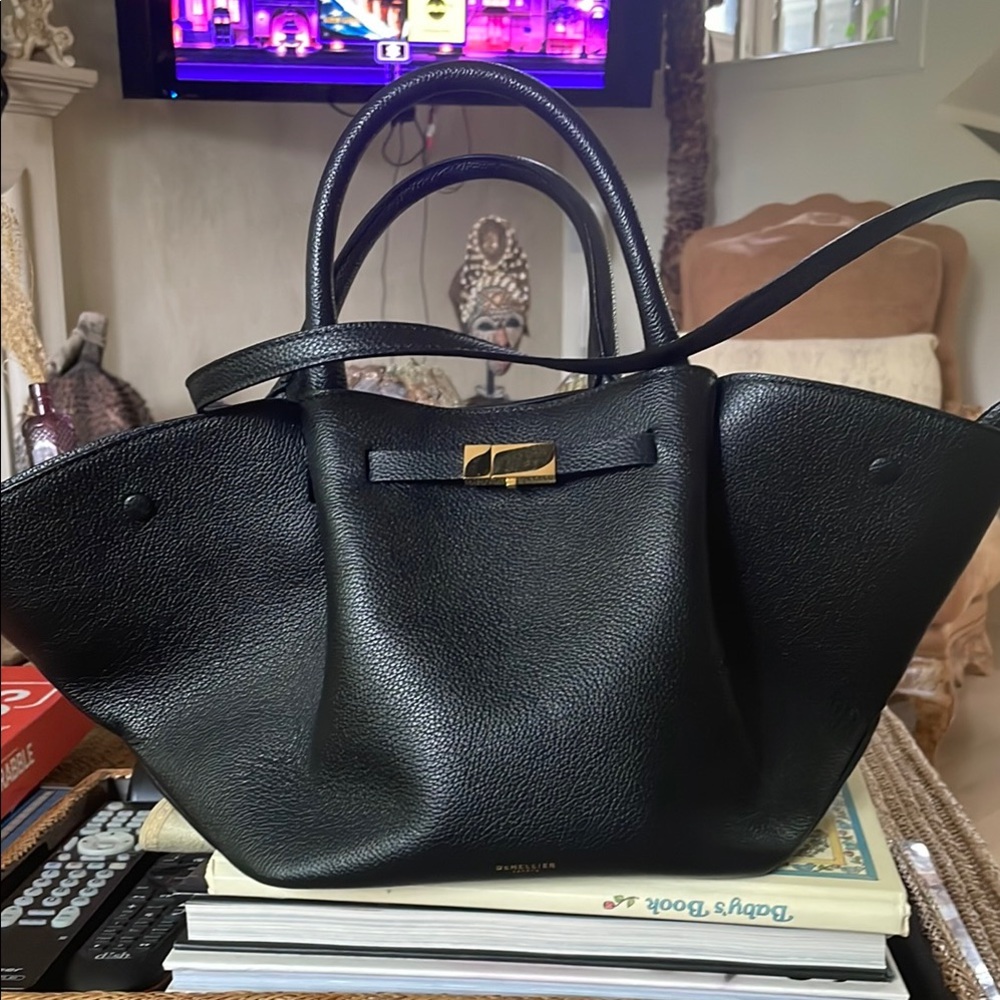 The New York Demellier Tote - Elegant Black Leather Tote Bag
